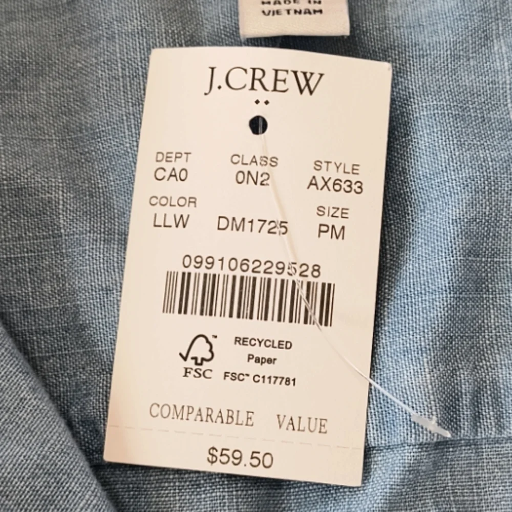 NWT J. Crew Chambray Button Up Sleeveless Blouse Size MP